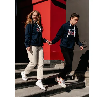 Темно-синє худі з вишивкою КНУ